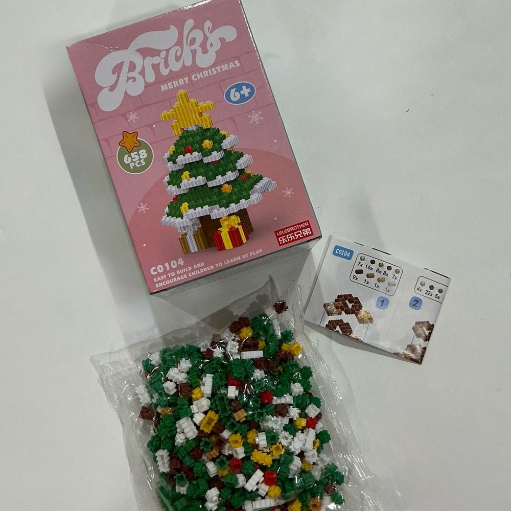Bricks Merry Christmas Christmas Tree Building Set Stocking Stuffer Toy Gift